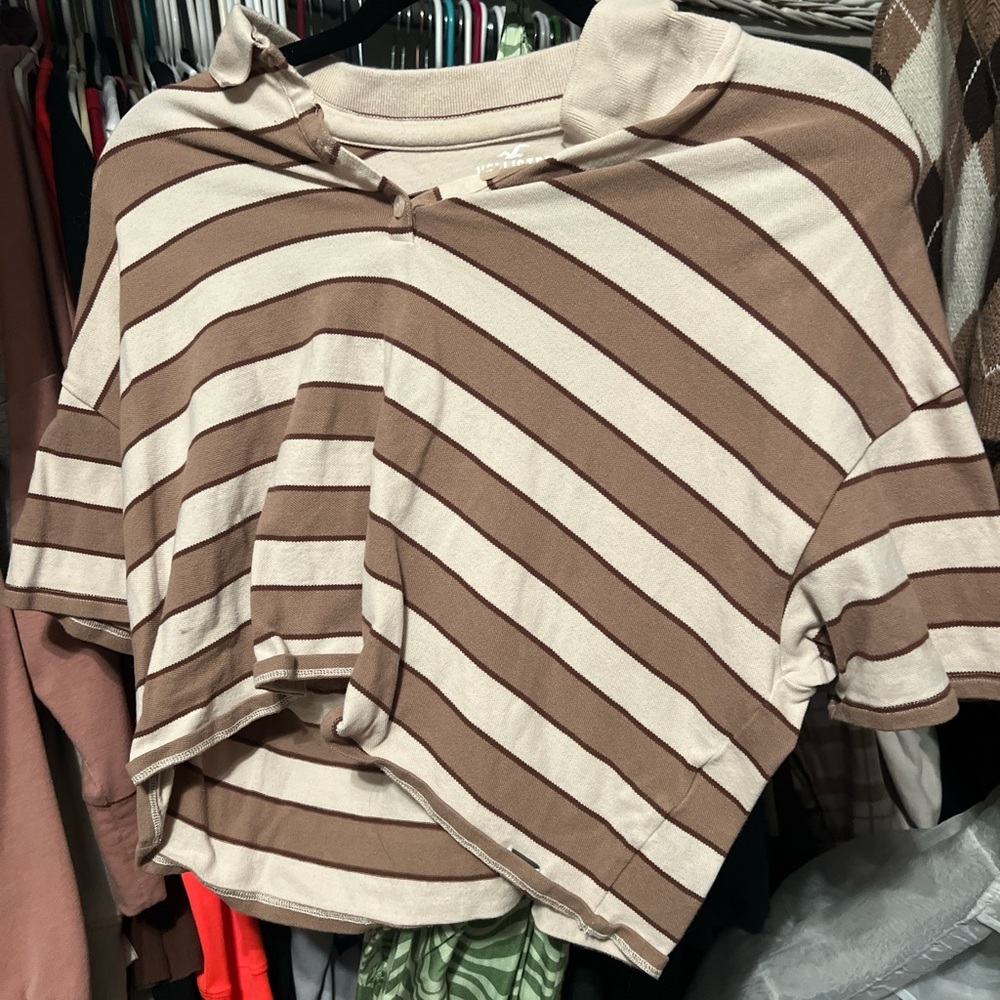 Cropped polo t shirt stripes Hollister